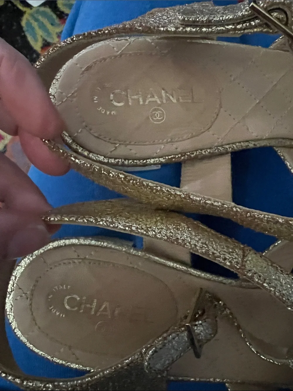 CHANEL Gold Sandal Women’s 39.5